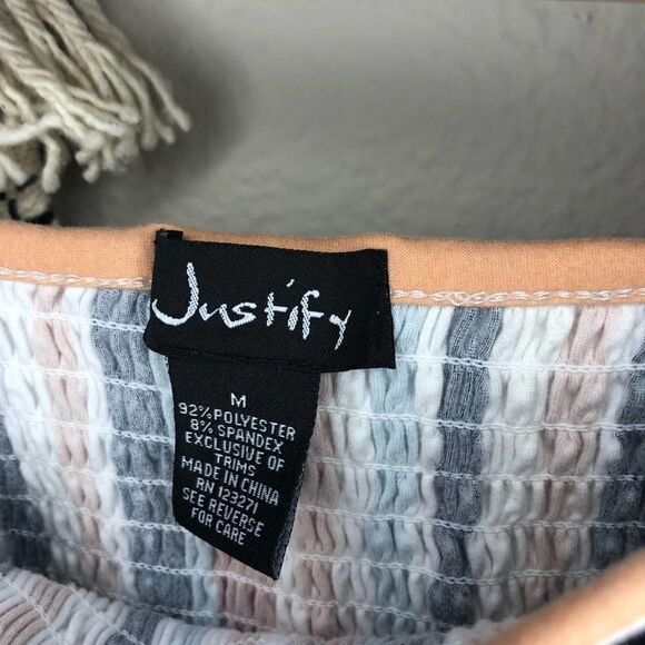 Justify Smocked Striped Top M - Picture 3 of 4